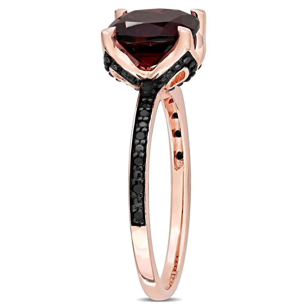 Miadora 10k Rose Gold Cushion-Cut Garnet and Black Diamond Ring sold by Zulily product image thumbnail 2
