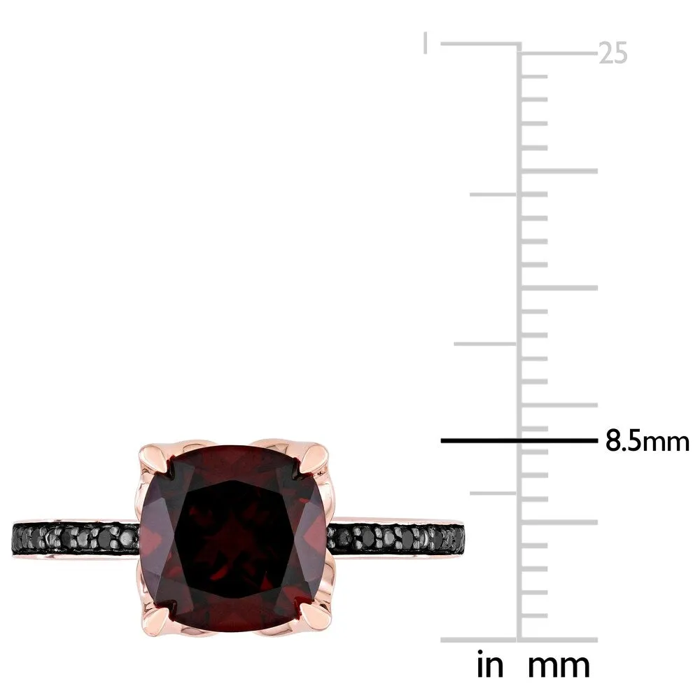 Miadora 10k Rose Gold Cushion-Cut Garnet and Black Diamond Ring sold by Zulily product image thumbnail 4
