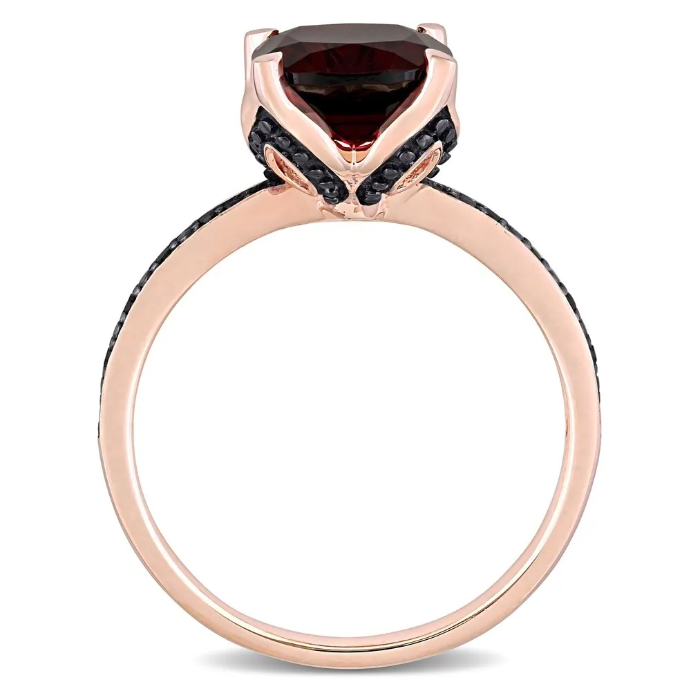 Miadora 10k Rose Gold Cushion-Cut Garnet and Black Diamond Ring sold by Zulily product image thumbnail 3