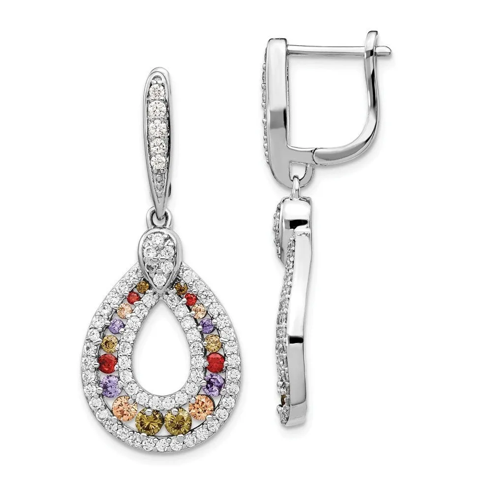 Curata 925 Sterling Silver 37.4x16.22mm Multicolor CZ Cubic Zirconia Pear Dangle Earrings sold by Zulily