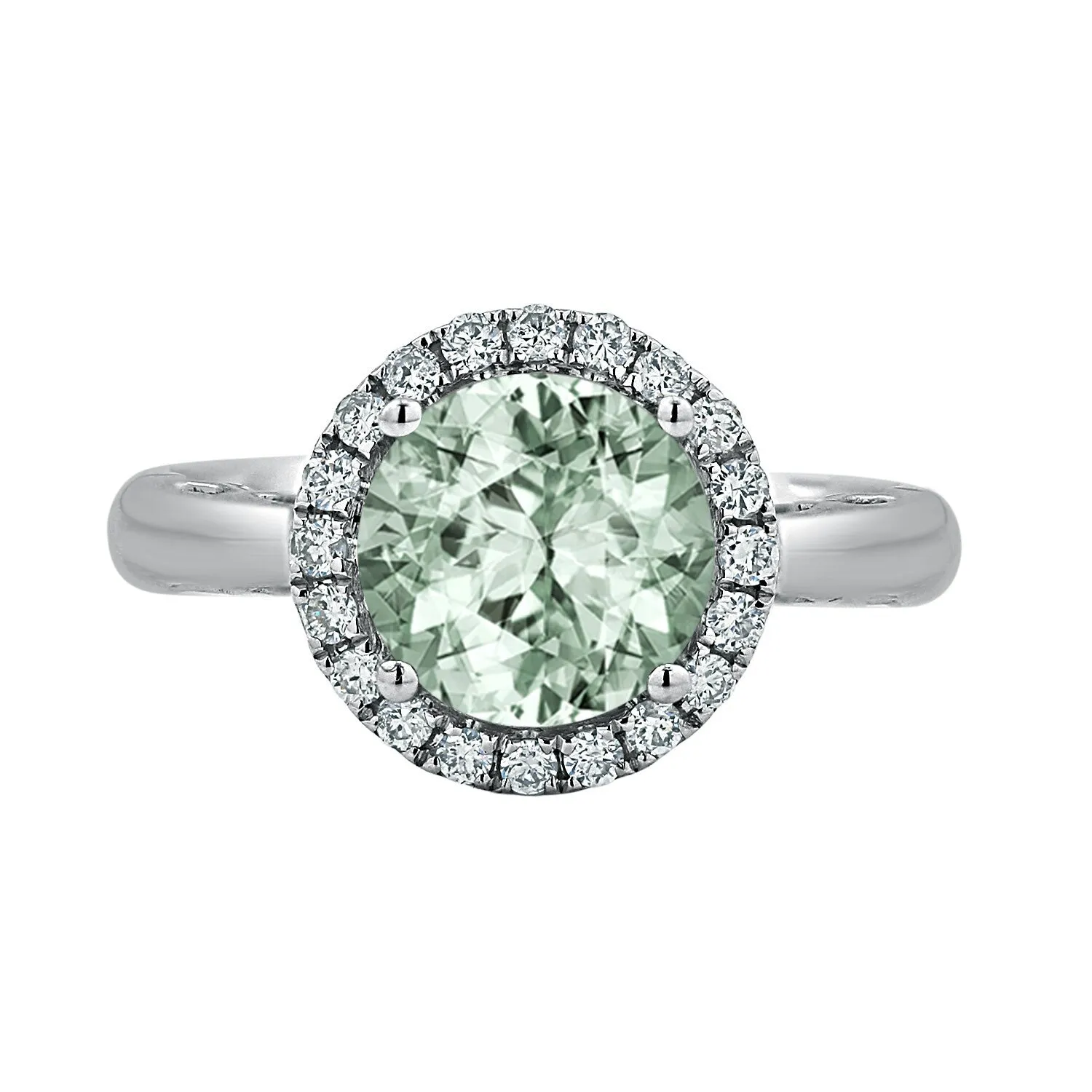 Auriya 1 1/2ct Round Green Amethyst and Halo Diamond Engagement Ring 1/4ctw 14k Gold sold by Zulily product image thumbnail 2