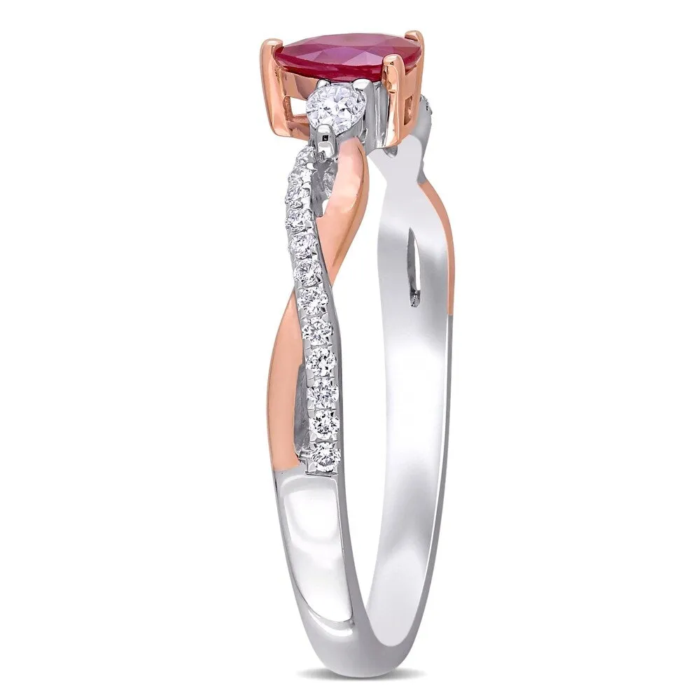Miadora 2-Tone 14k White and Rose Gold Ruby and Diamond Infinity Engagement Ring sold by Zulily product image thumbnail 2