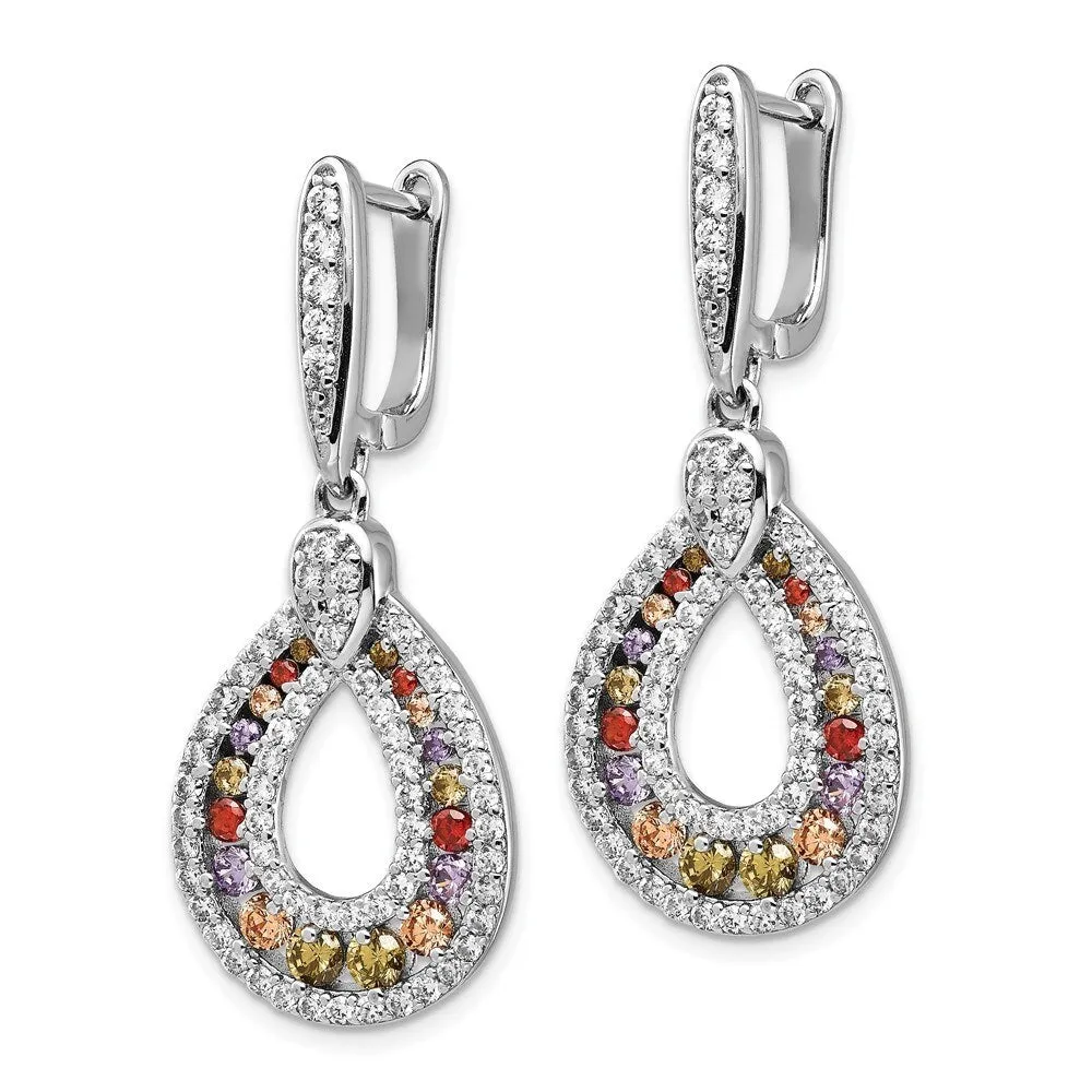 Curata 925 Sterling Silver 37.4x16.22mm Multicolor CZ Cubic Zirconia Pear Dangle Earrings sold by Zulily product image thumbnail 3
