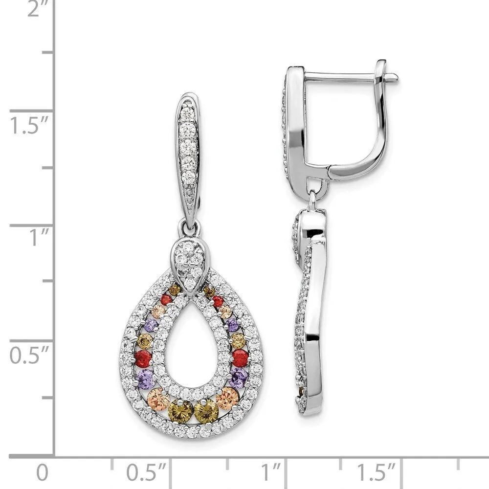 Curata 925 Sterling Silver 37.4x16.22mm Multicolor CZ Cubic Zirconia Pear Dangle Earrings sold by Zulily product image thumbnail 2