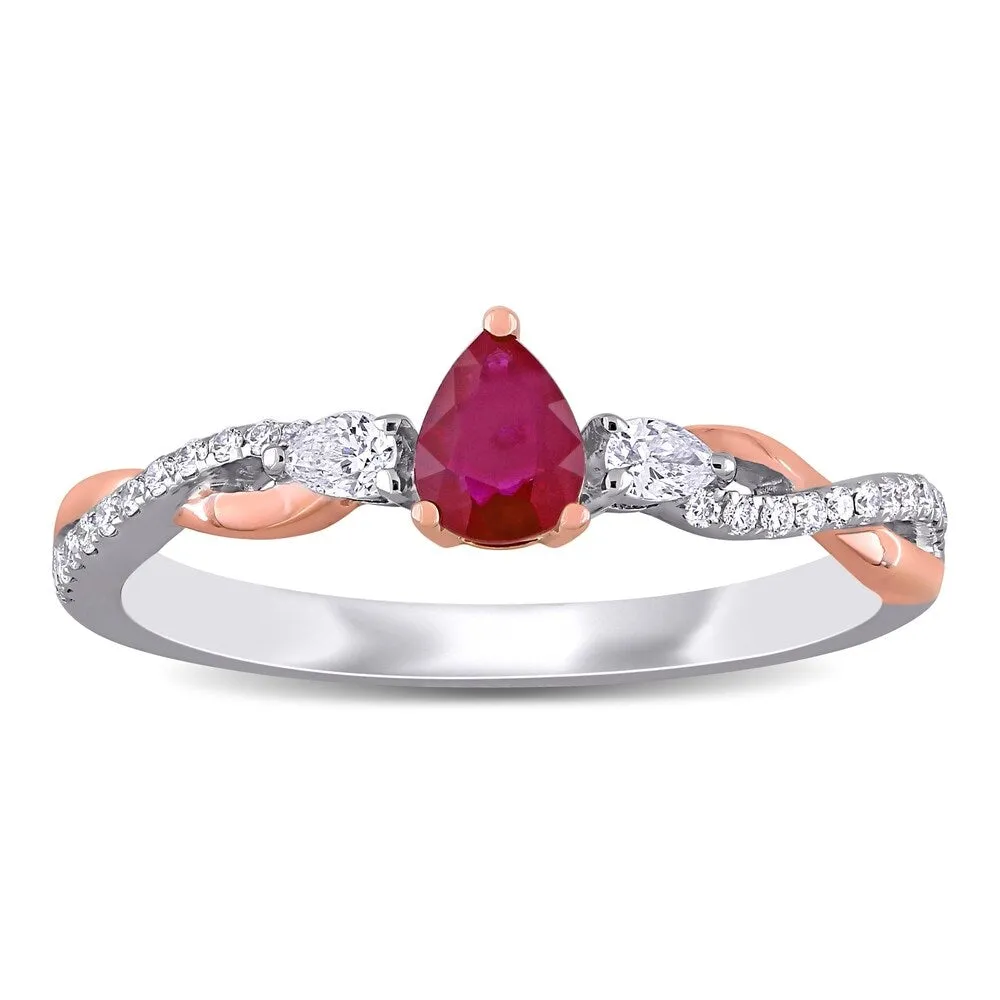 Miadora 2-Tone 14k White and Rose Gold Ruby and Diamond Infinity Engagement Ring sold by Zulily