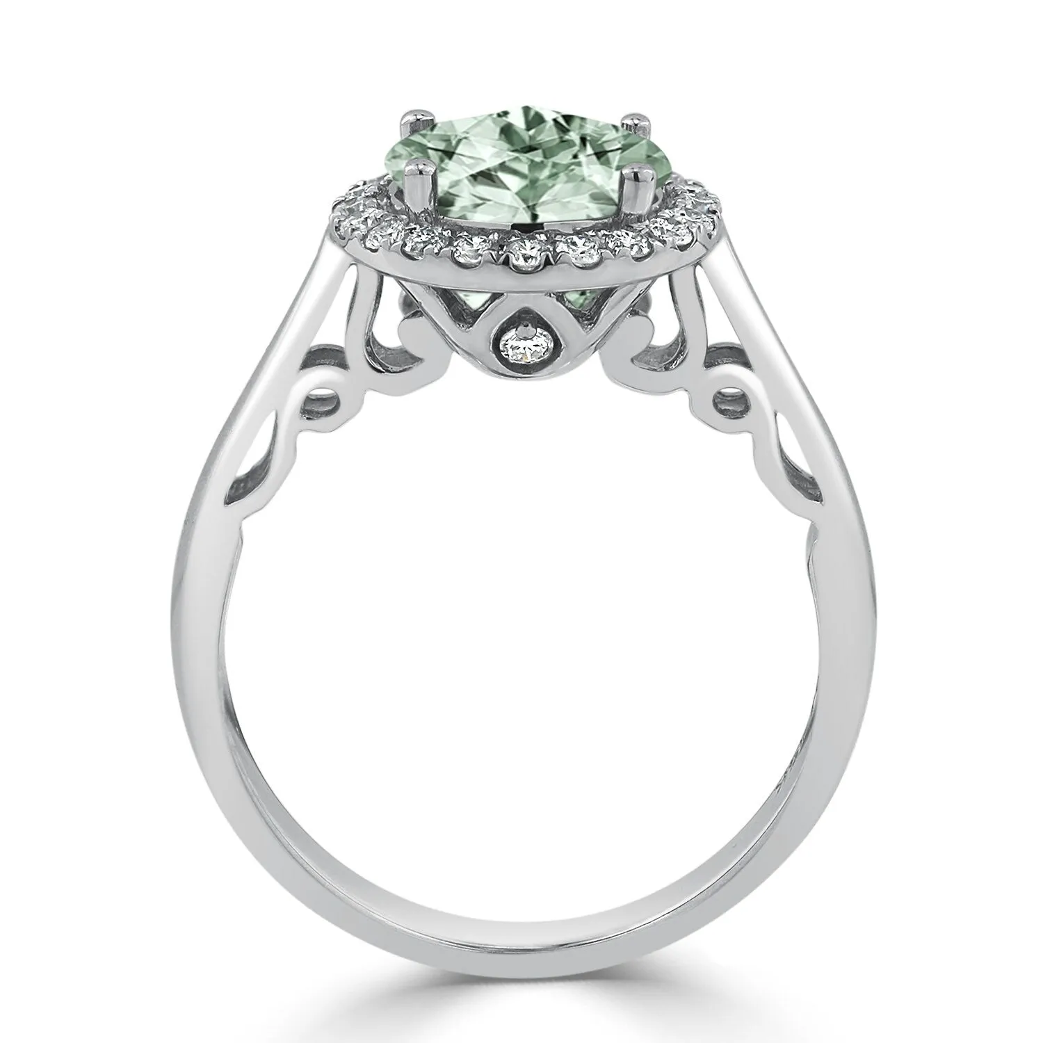 Auriya 1 1/2ct Round Green Amethyst and Halo Diamond Engagement Ring 1/4ctw 14k Gold sold by Zulily product image thumbnail 5