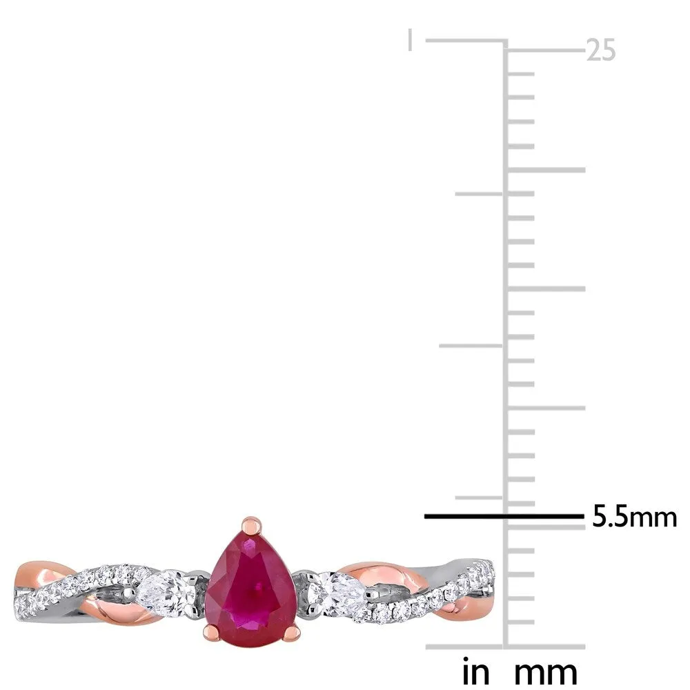 Miadora 2-Tone 14k White and Rose Gold Ruby and Diamond Infinity Engagement Ring sold by Zulily product image thumbnail 4