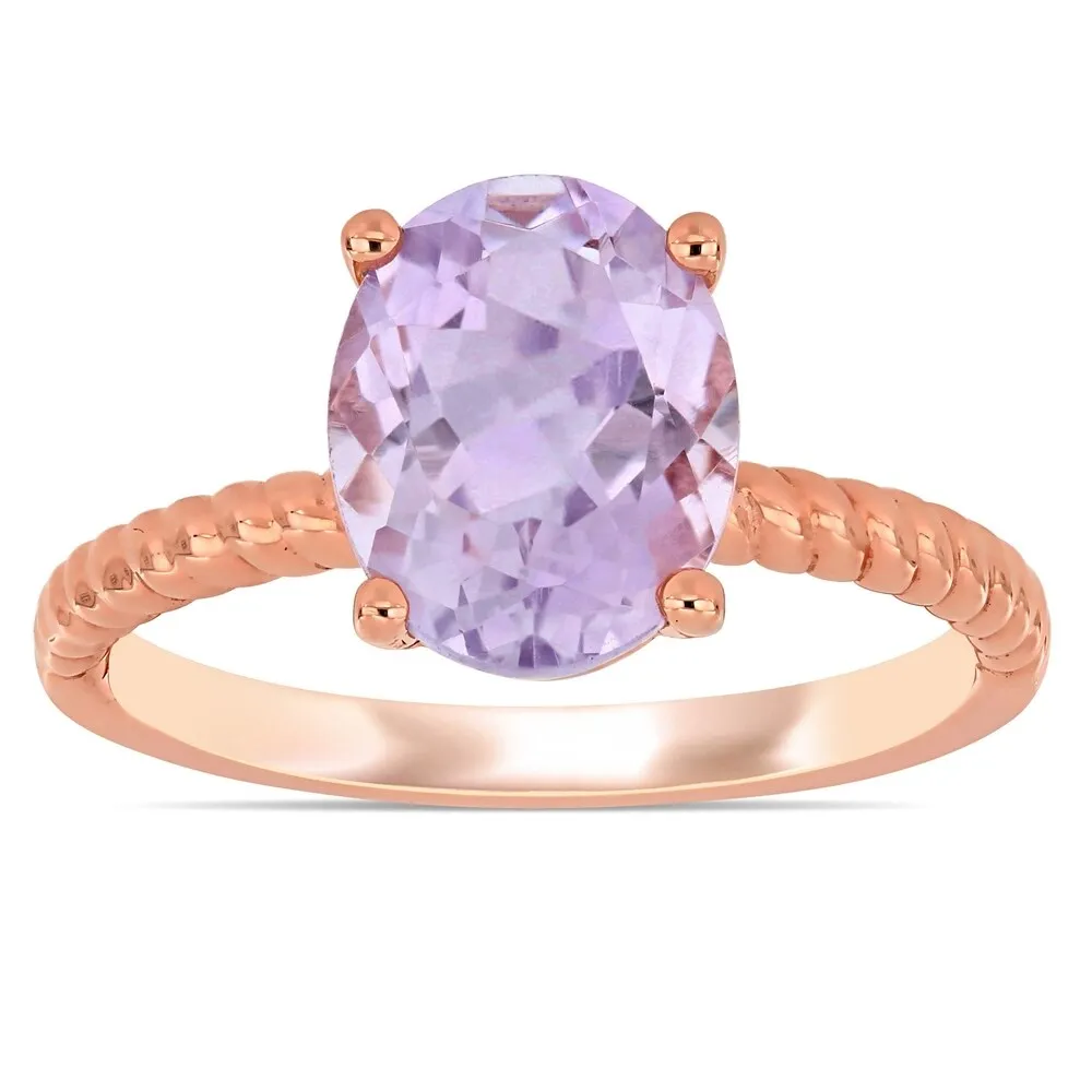 Miadora 14k Rose Gold Oval-Cut Rose De France Solitaire Twist Ring sold by Zulily