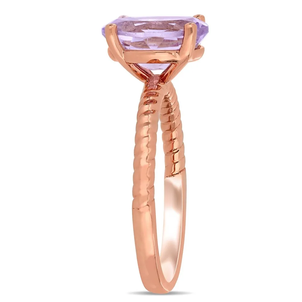 Miadora 14k Rose Gold Oval-Cut Rose De France Solitaire Twist Ring sold by Zulily product image thumbnail 2