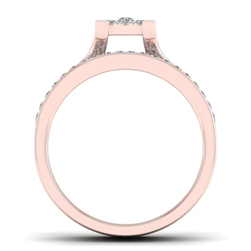 De Couer IGI Certified 10k Rose Gold 1/2ct TDW Diamond Cluster Bridal Set sold by Zulily