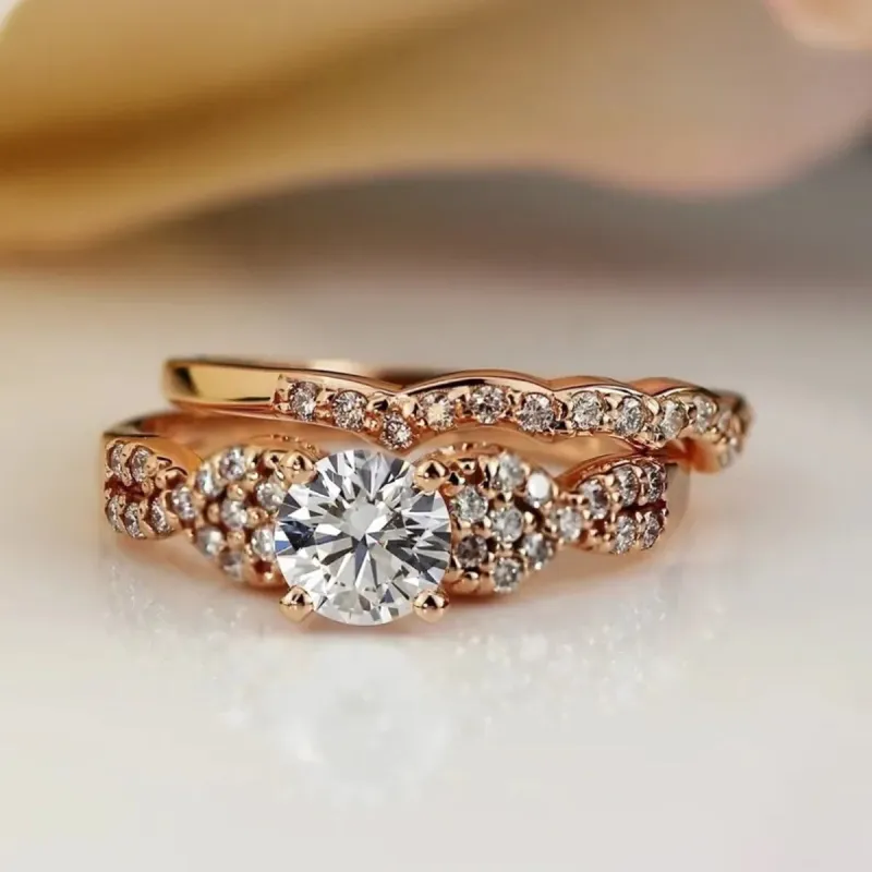 Auriya 14k Gold 1ctw Braided Twist Round Diamond Engagement Ring Set sold by Zulily