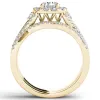 De Couer 14k Yellow Gold 1 1/4ct TDW Diamond Halo Engagement Ring Set with One Band sold by Zulily