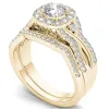 De Couer 14k Yellow Gold 1 1/4ct TDW Diamond Halo Engagement Ring Set with One Band sold by Zulily