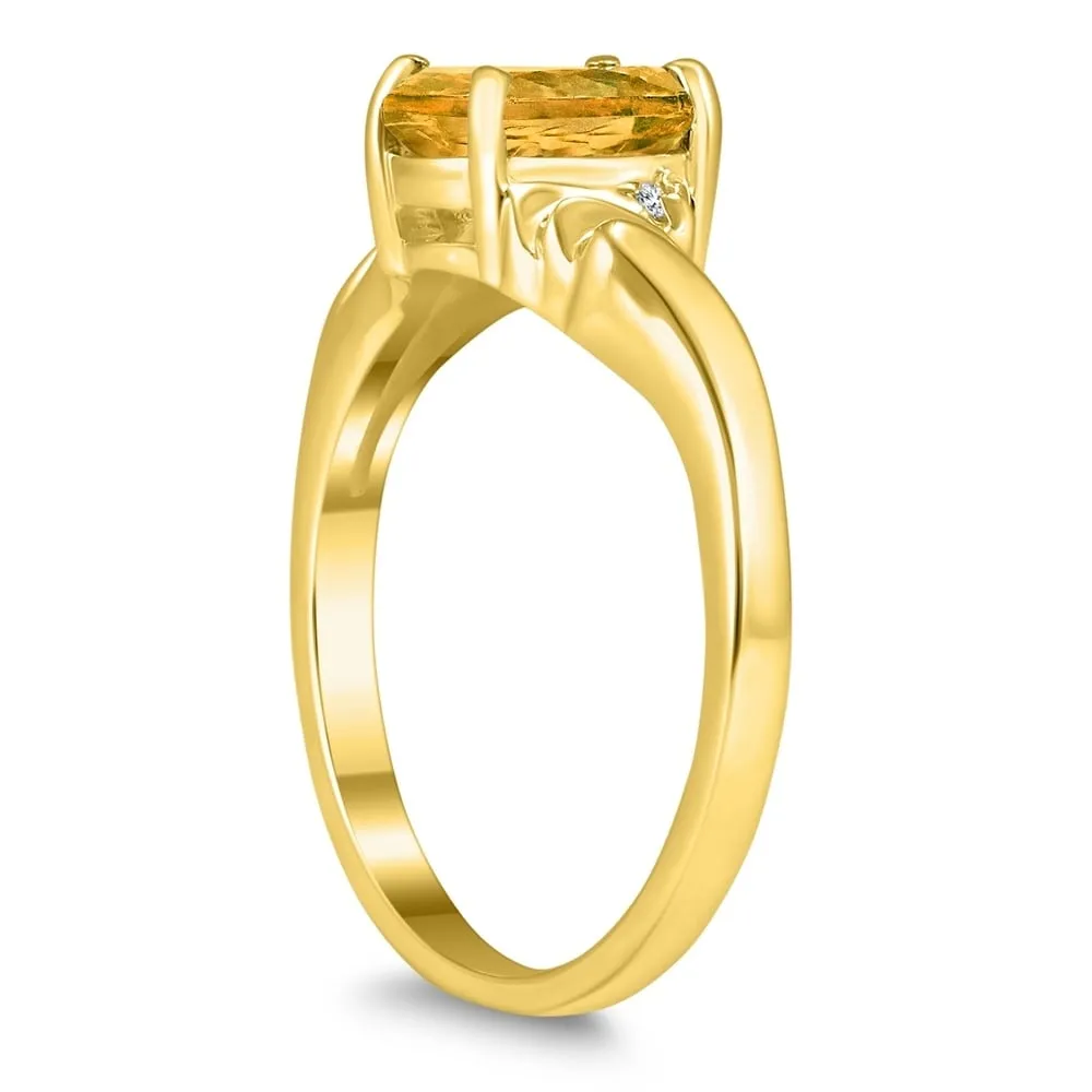 8X6MM Citrine and Diamond Wave Ring in 10K Yellow Gold sold by Zulily product image thumbnail 2