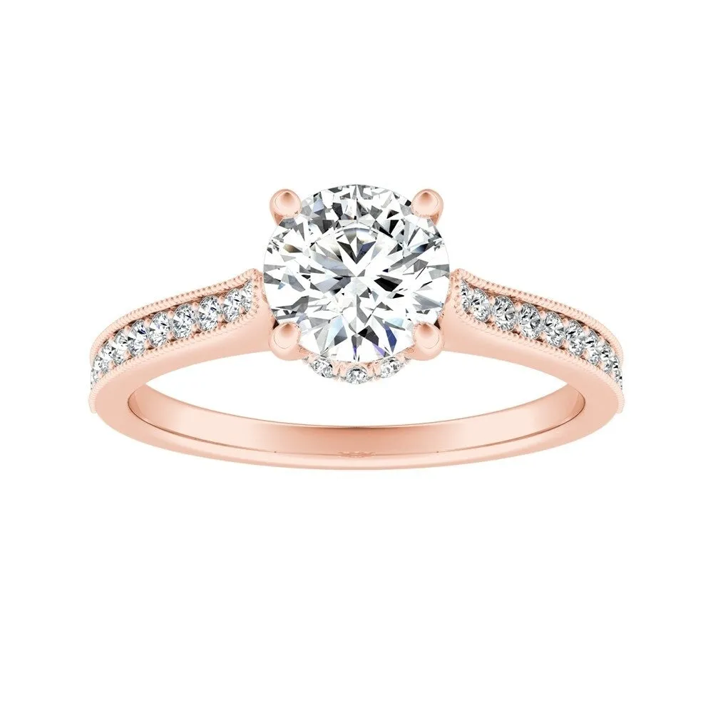 Auriya Round 14k Gold 1 1/2ct Moissanite and 1/5ct TDW Diamond Vintage Inspired Engagement Ring sold by Zulily product image thumbnail 3