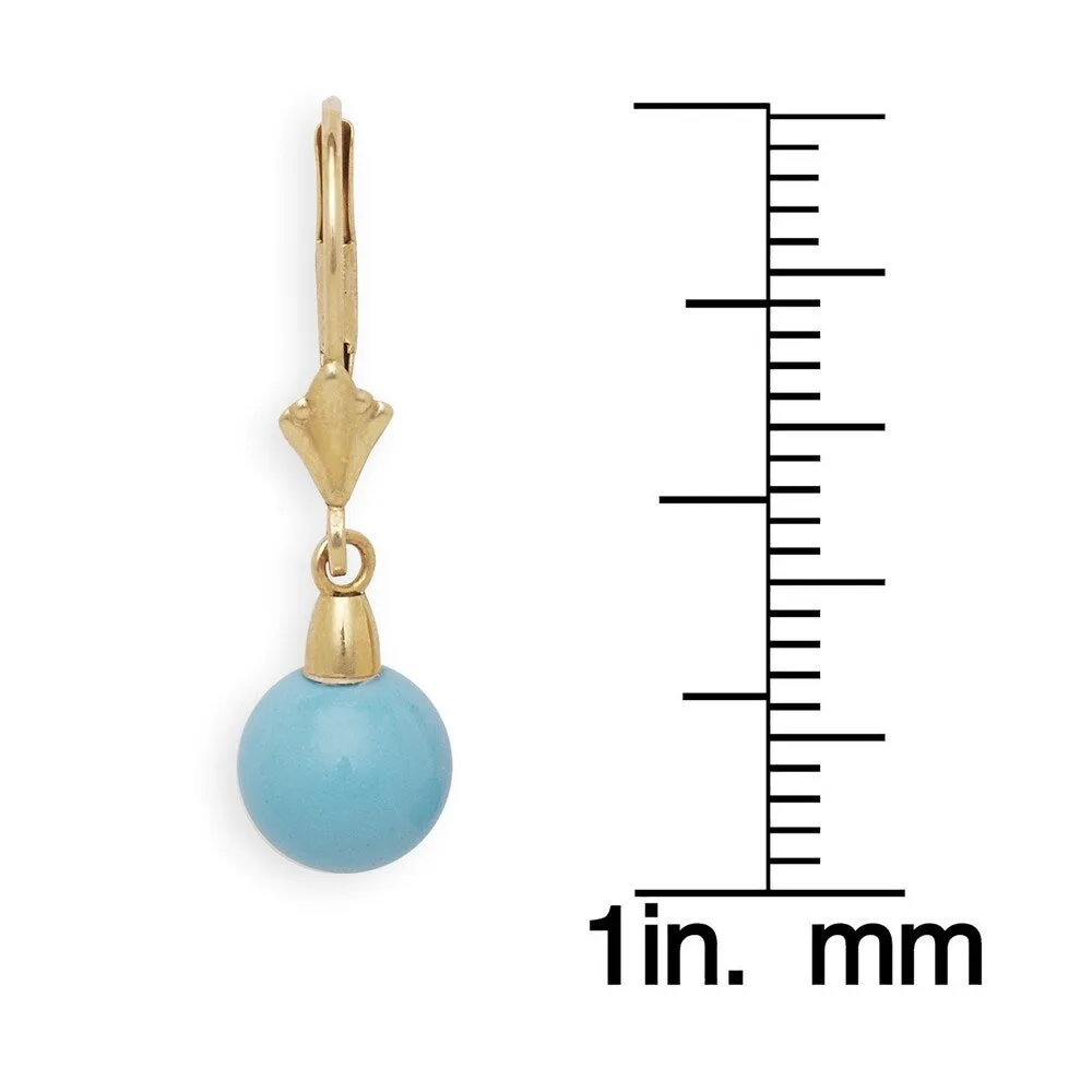 Curata 14k Yellow Gold Turquoise, Onyx or Coral Ball Leverback Earrings sold by Zulily product image thumbnail 5