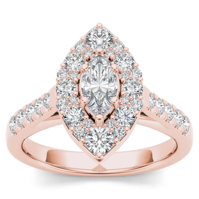 De Couer 14K Rose Gold 1 1/2ct TDW Marquise Shape Diamond Halo Engagement Ring - Pink sold by Zulily