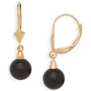 Curata 14k Yellow Gold Turquoise, Onyx or Coral Ball Leverback Earrings sold by Zulily