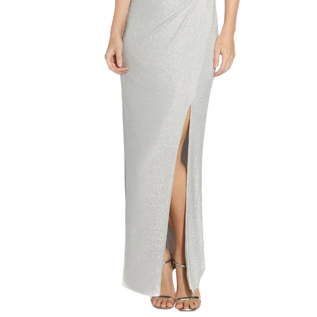 Adrianna Papell Women's Metallic Knit Sleeveless Gown Gray Size 14 sold by Zulily product image thumbnail 3