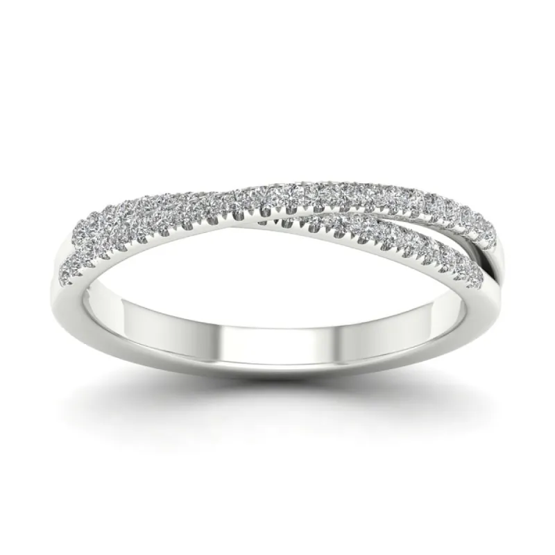 10k White Gold 1/4ct TDW Diamond Double Row Band by De Couer - White H-I sold by Zulily