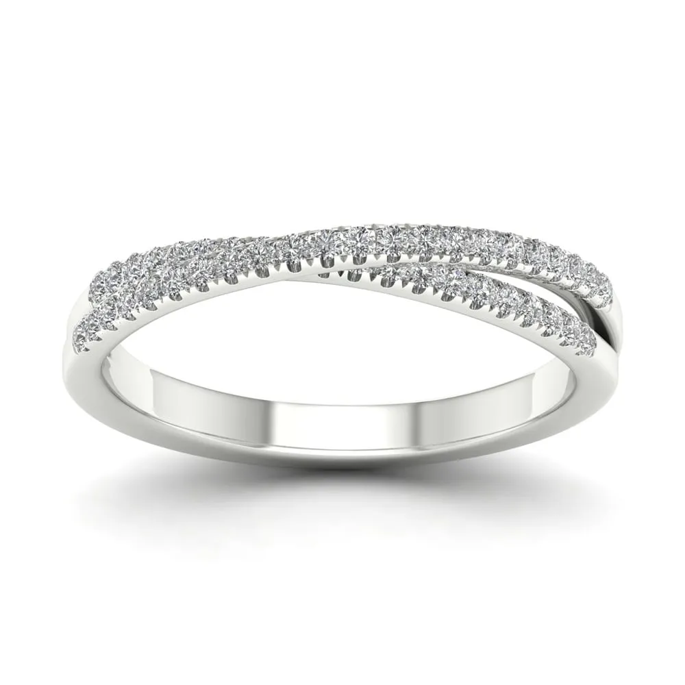 10k White Gold 1/4ct TDW Diamond Double Row Band by De Couer - White H-I sold by Zulily