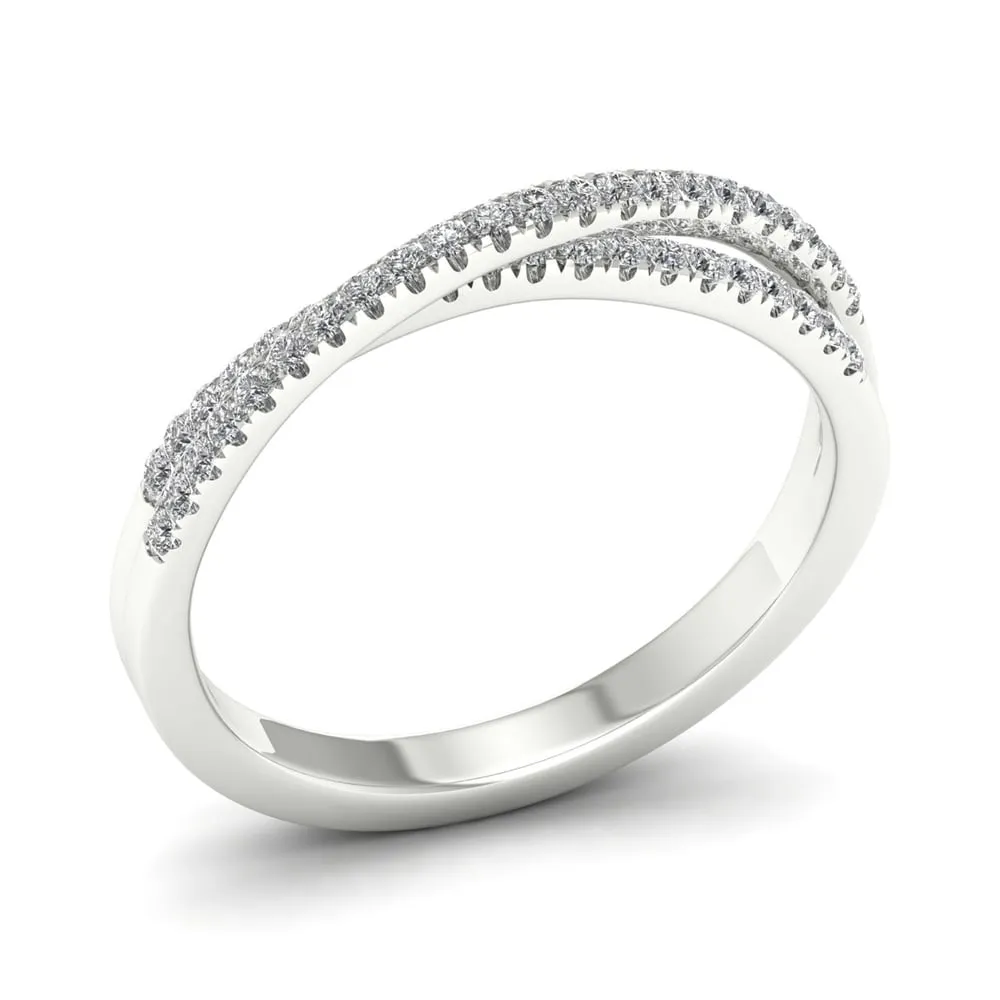 10k White Gold 1/4ct TDW Diamond Double Row Band by De Couer - White H-I sold by Zulily product image thumbnail 2