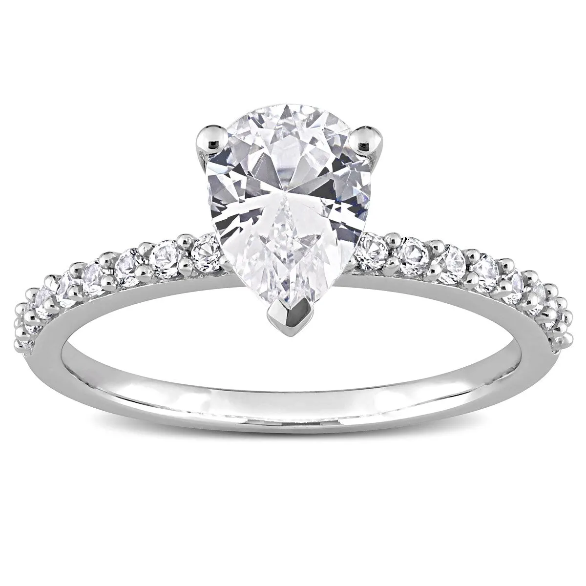 Miadora 2 1/8ct TGW Pear-cut Created White Sapphire Teardrop Engagement Ring in 10k White Gold sold by Zulily product image thumbnail 3