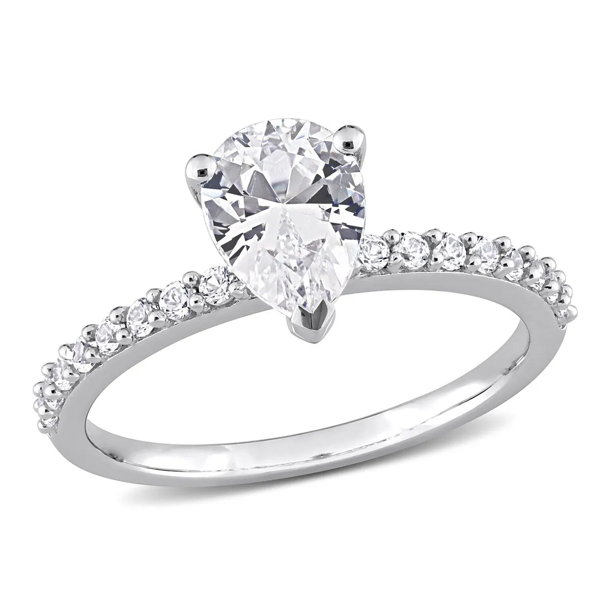 Miadora 2 1/8ct TGW Pear-cut Created White Sapphire Teardrop Engagement Ring in 10k White Gold sold by Zulily