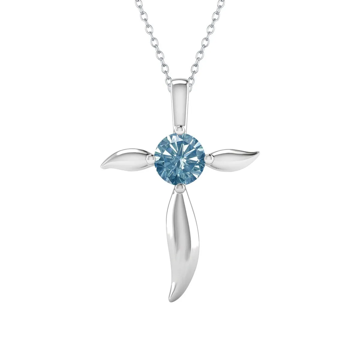 Sterling Silver 0.80CT Blue Moissanite Solitaire Cross Pendant Necklace sold by Zulily