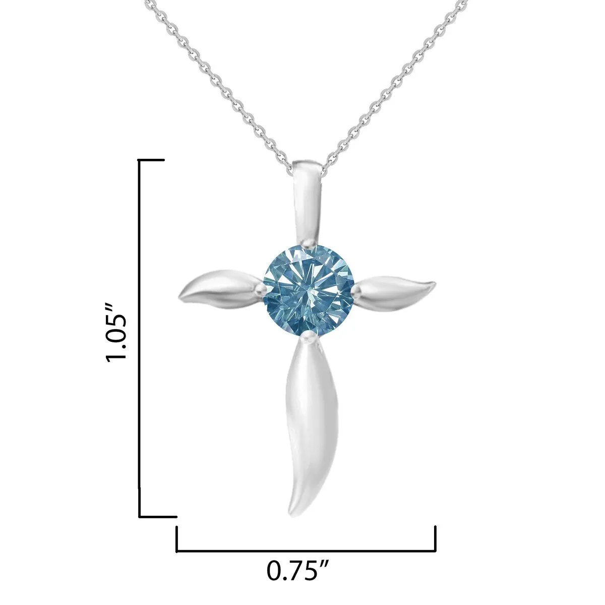 Sterling Silver 0.80CT Blue Moissanite Solitaire Cross Pendant Necklace sold by Zulily product image thumbnail 4