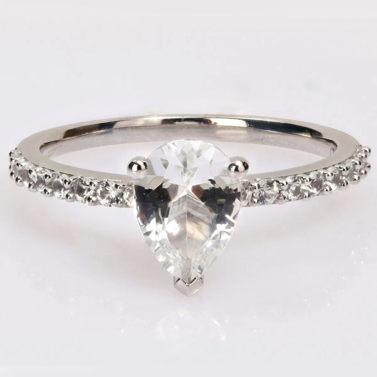 Miadora 2 1/8ct TGW Pear-cut Created White Sapphire Teardrop Engagement Ring in 10k White Gold sold by Zulily product image thumbnail 2
