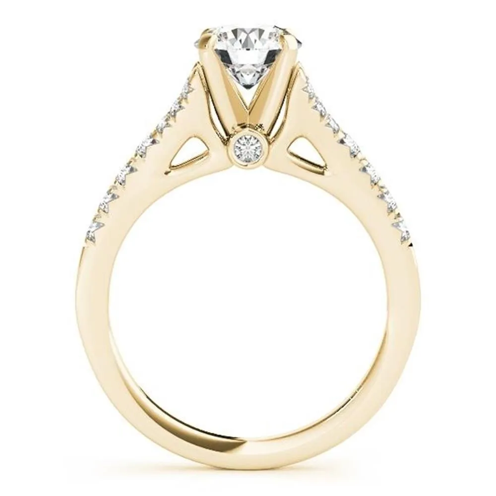Auriya Round 2ct Moissanite and 3/8ctw Side Stone Diamond Engagement Ring 14K Gold sold by Zulily product image thumbnail 5
