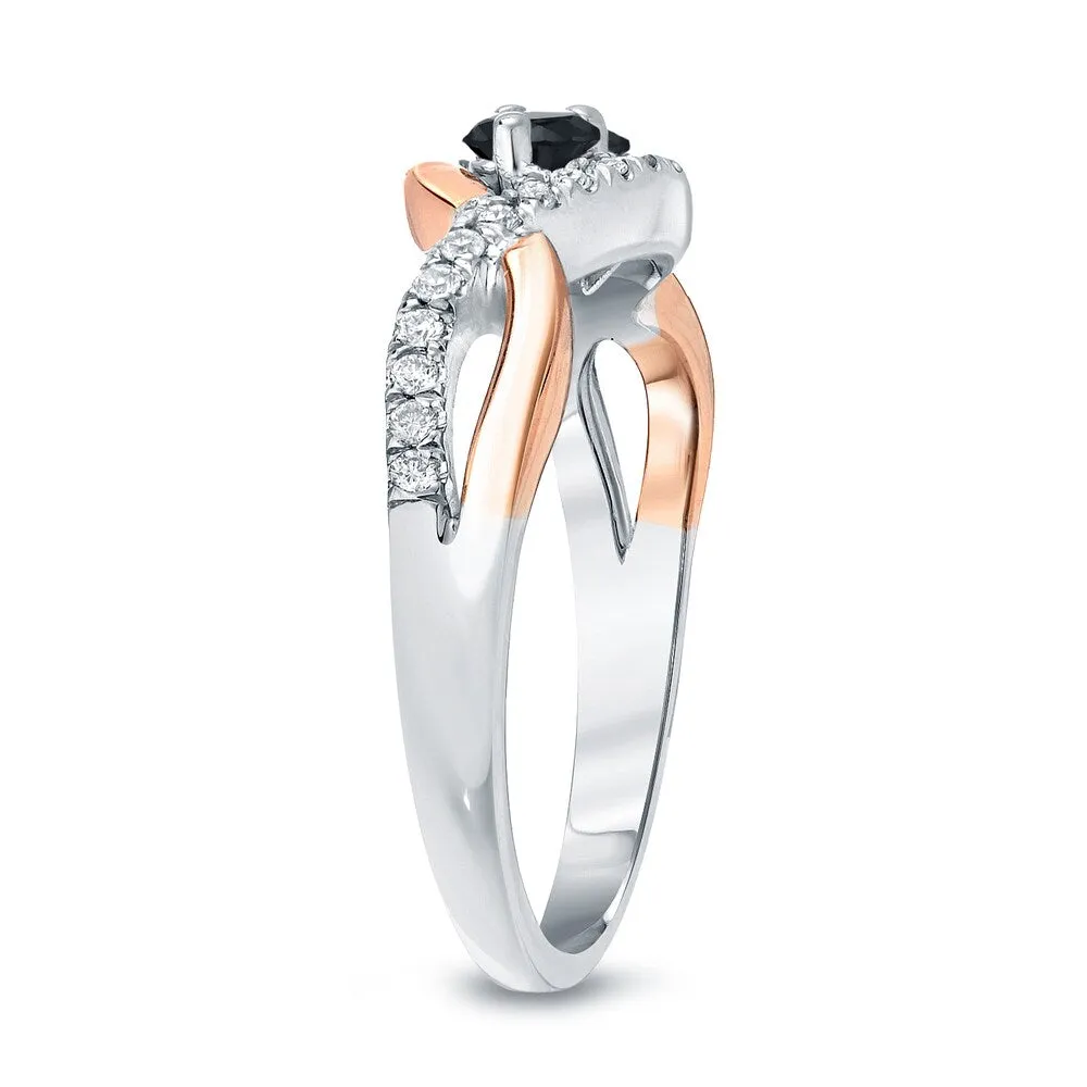 14k Two-Tone Rose Gold 1/2ct TDW 2-Stone Black Diamond Ring by Auriya sold by Zulily product image thumbnail 4