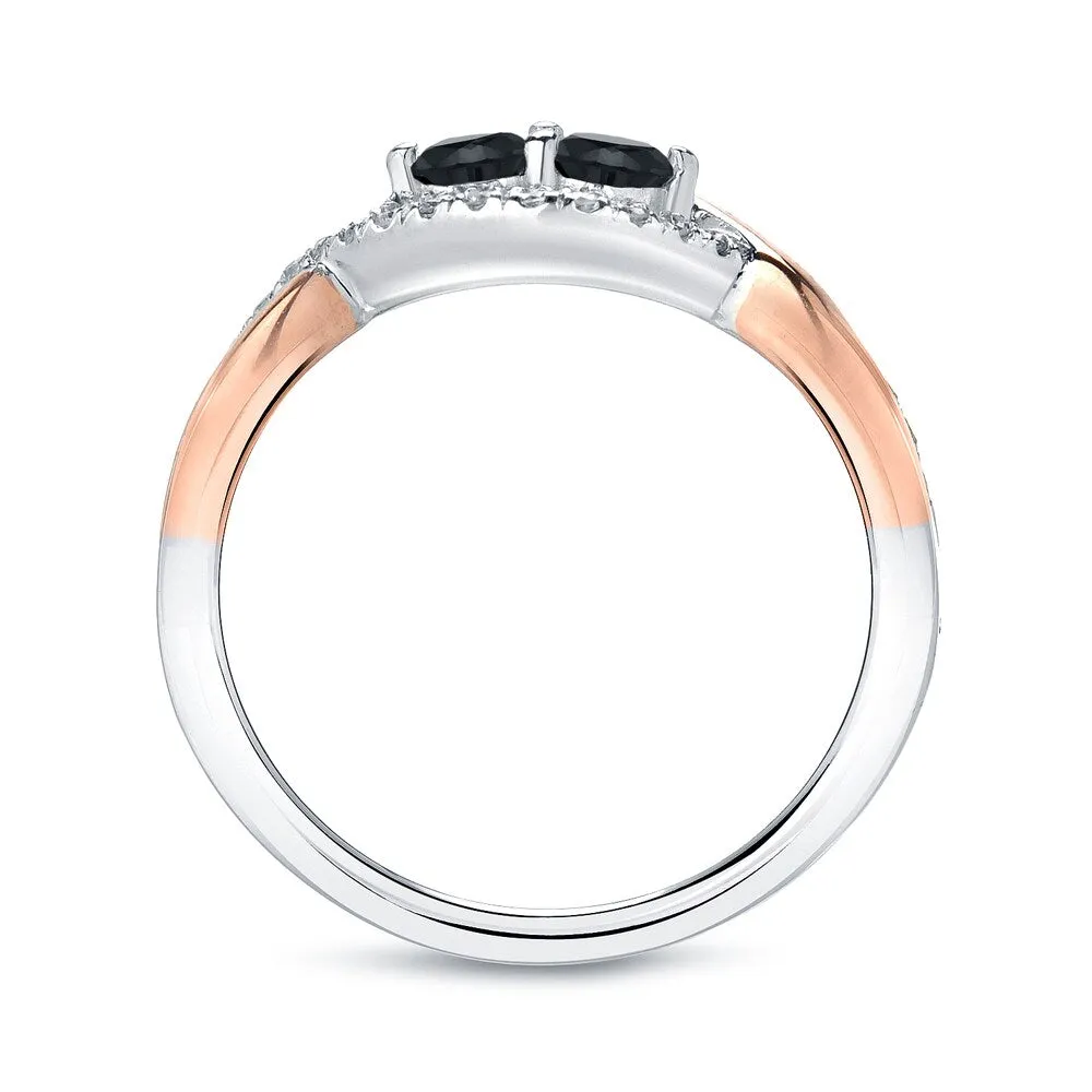 14k Two-Tone Rose Gold 1/2ct TDW 2-Stone Black Diamond Ring by Auriya sold by Zulily