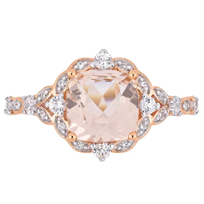 Miadora 14k Rose Gold Morganite White Sapphire & Diamond Vintage Ring sold by Zulily
