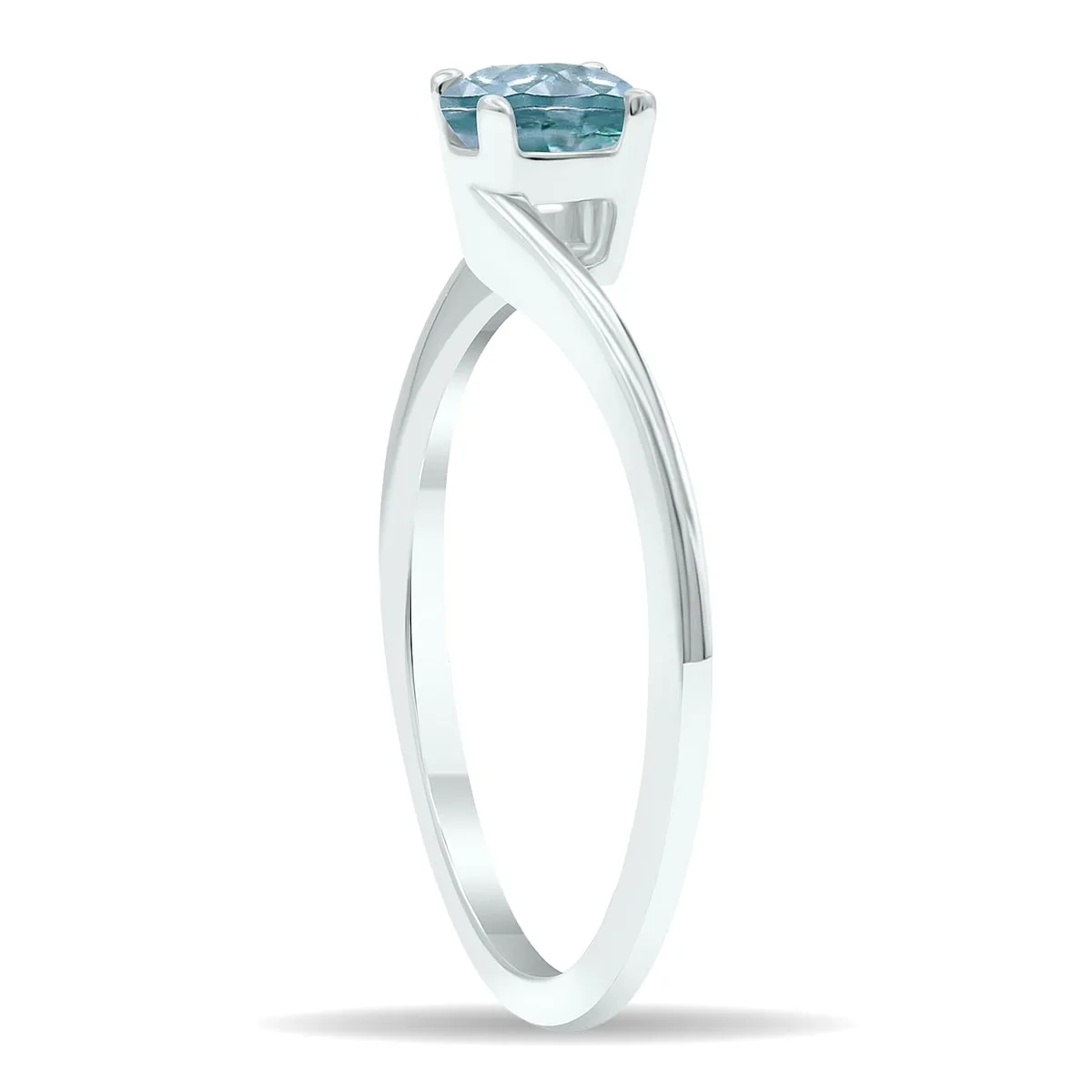 Women's Solitaire Aquamarine Wave Ring in 10K White Gold sold by Zulily product image thumbnail 2