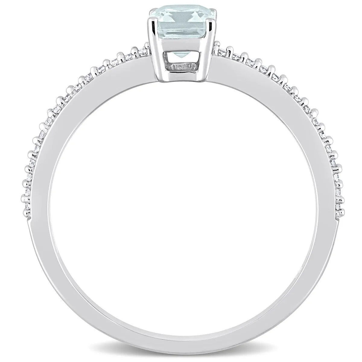 Miadora 10k White Gold Octagon-cut Aquamarine and 1/10ct TDW Diamond Birthstone Ring sold by Zulily product image thumbnail 5
