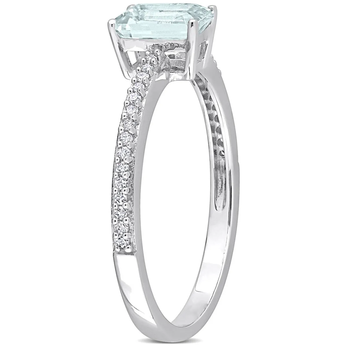 Miadora 10k White Gold Octagon-cut Aquamarine and 1/10ct TDW Diamond Birthstone Ring sold by Zulily product image thumbnail 4