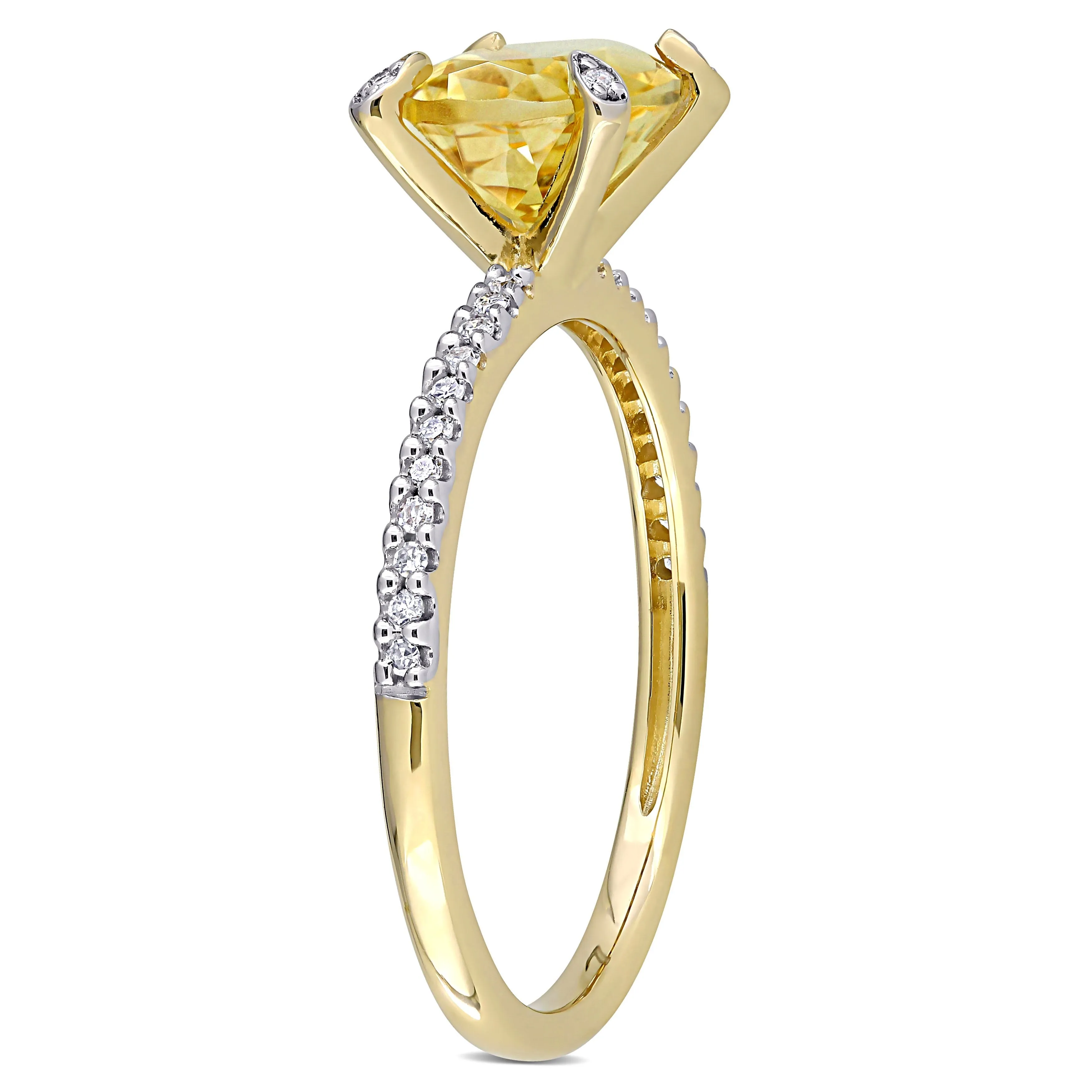 Miadora 1 5/8ct TGW Oval-Cut Citrine and 1/10ct TW Diamond Ring in 10k Yellow Gold sold by Zulily product image thumbnail 2