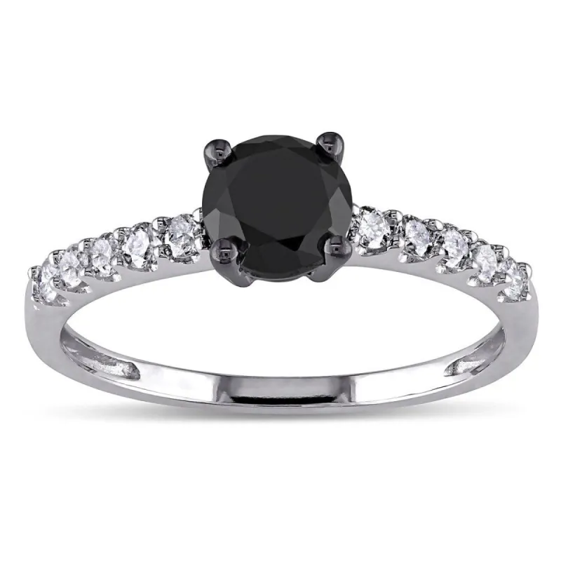 Miadora 10k White Gold 1ct TDW Black and White Diamond Engagement Ring sold by Zulily