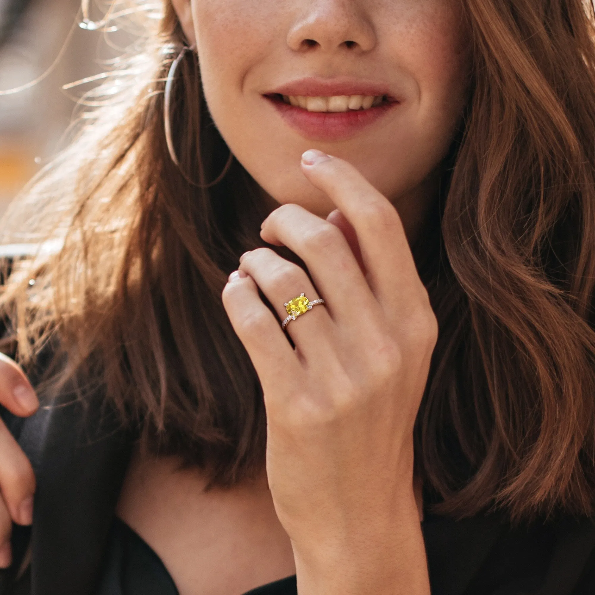 Miadora 1 5/8ct TGW Oval-Cut Citrine and 1/10ct TW Diamond Ring in 10k Yellow Gold sold by Zulily product image thumbnail 5