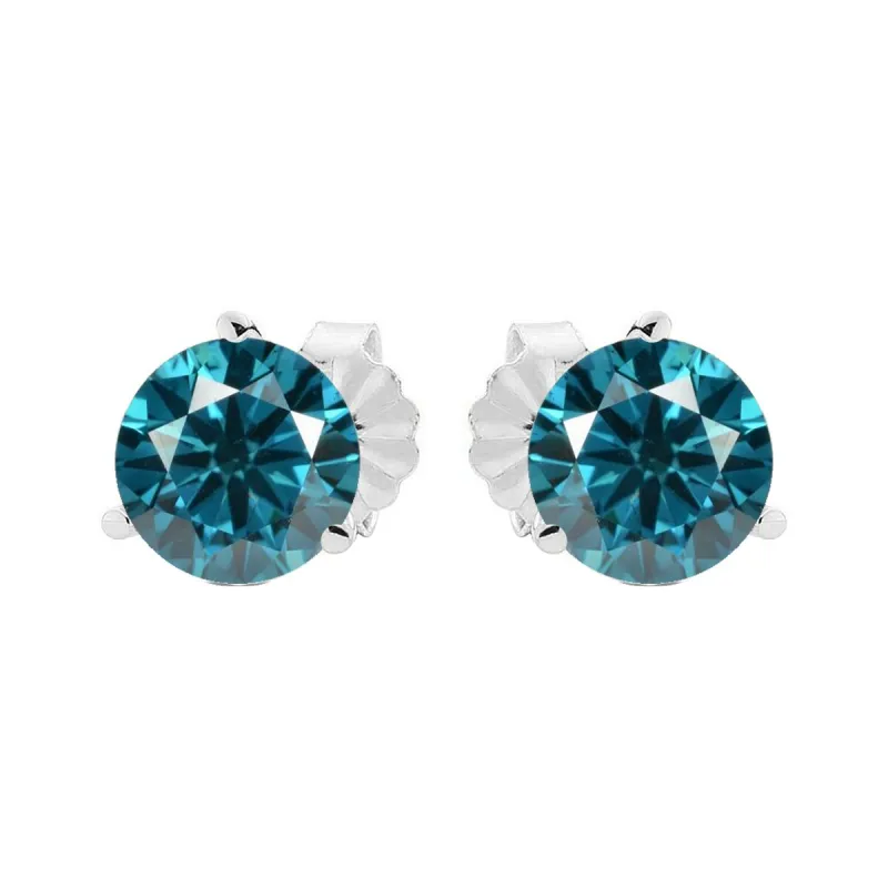 Sterling Silver with Genuine Blue Diamond Stud Earrings sold by Zulily