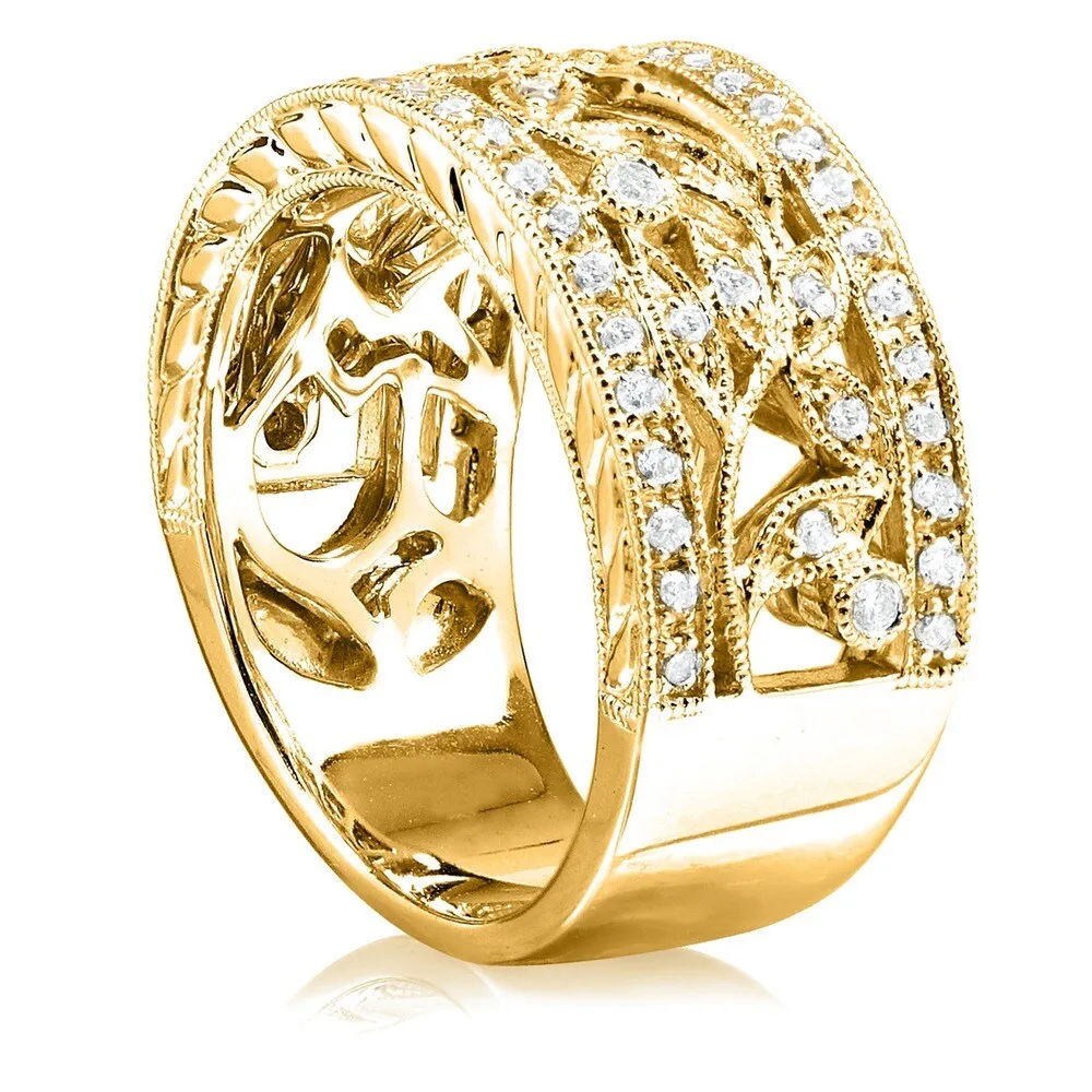 Annello by Kobelli 14k Yellow Gold 1/4ct TDW Diamond Floral Vintage Art Nouveau Anniversary Ring sold by Zulily product image thumbnail 2