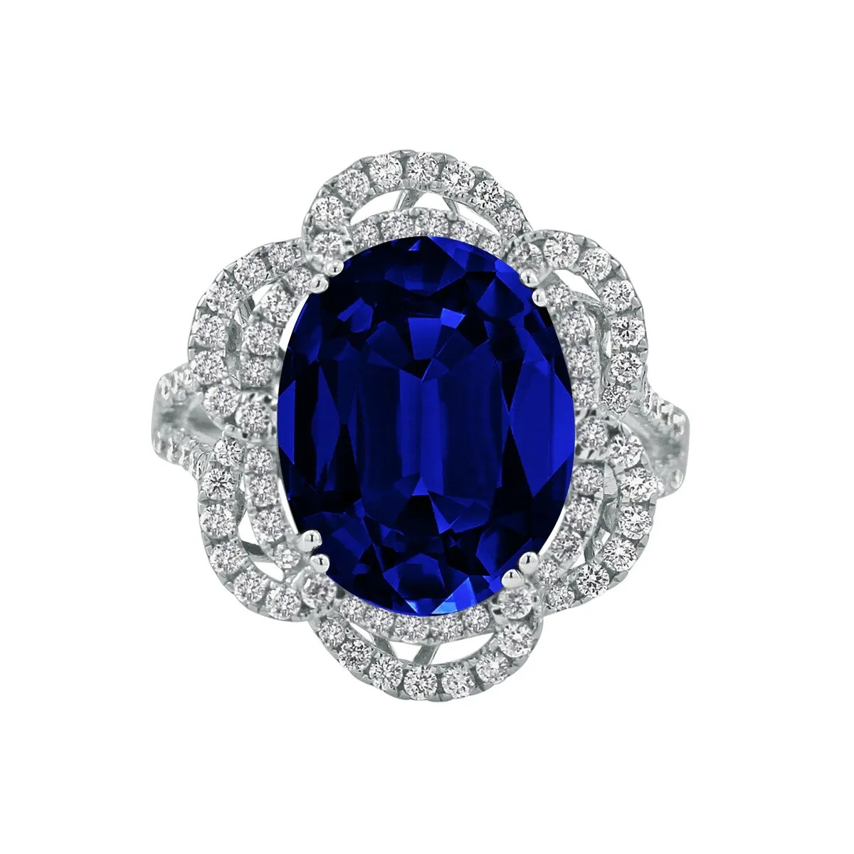 Auriya 18k Gold 8 1/2ct Oval Blue Sapphire Halo Diamond Engagement Ring 3/4ct TDW sold by Zulily product image thumbnail 2