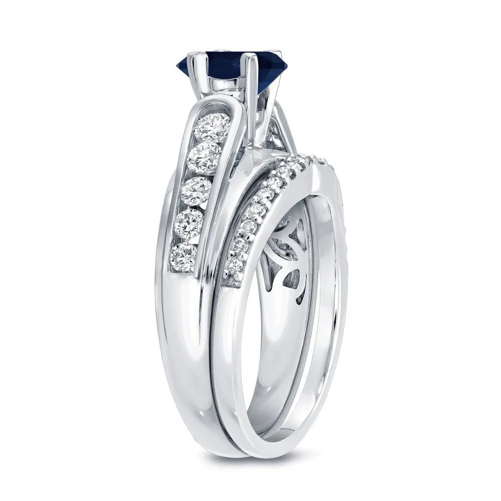 Auriya 14k Gold 1/2ct Blue Sapphire and 4/5ctw Diamond Engagement Ring Set 14k White Gold sold by Zulily product image thumbnail 2