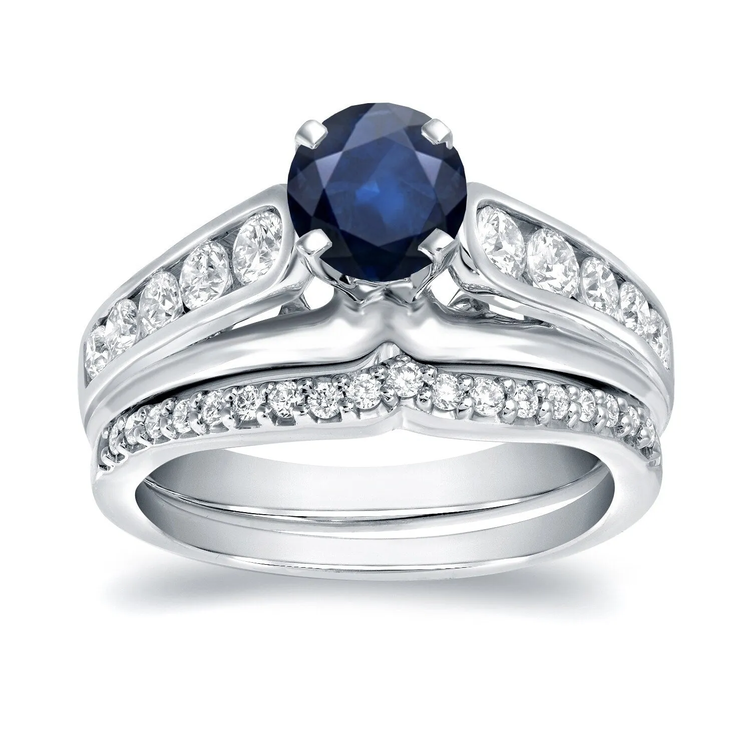 Auriya 14k Gold 1/2ct Blue Sapphire and 4/5ctw Diamond Engagement Ring Set 14k White Gold sold by Zulily product image thumbnail 5