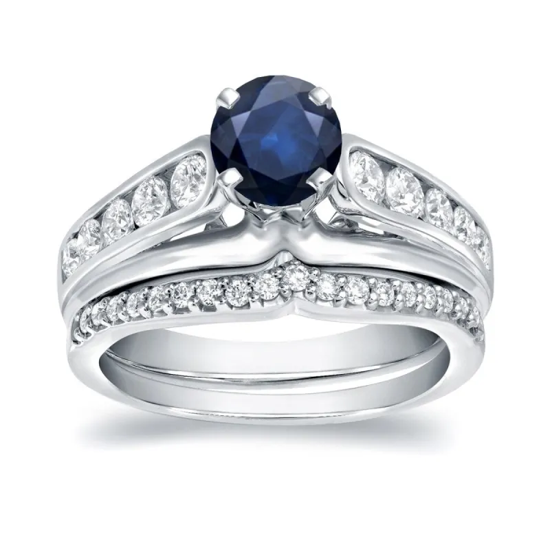Auriya 14k Gold 1/2ct Blue Sapphire and 4/5ctw Diamond Engagement Ring Set 14k White Gold sold by Zulily