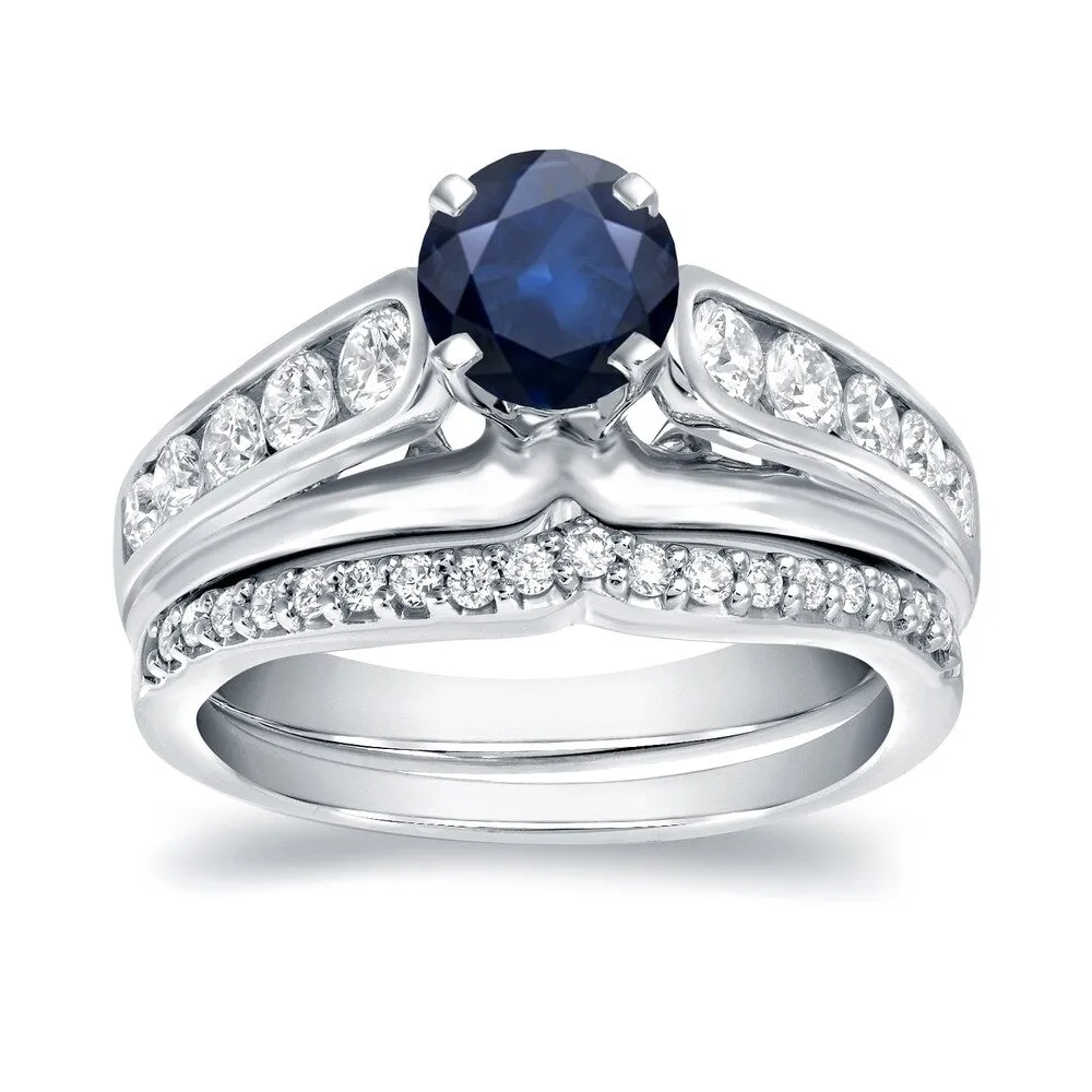 Auriya 14k Gold 1/2ct Blue Sapphire and 4/5ctw Diamond Engagement Ring Set 14k White Gold sold by Zulily