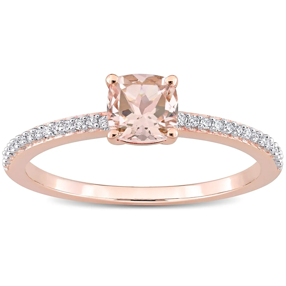 Miadora 10k Rose Gold Cushion-cut Morganite and 1/10ct TDW Diamond Birthstone Ring sold by Zulily product image thumbnail 2