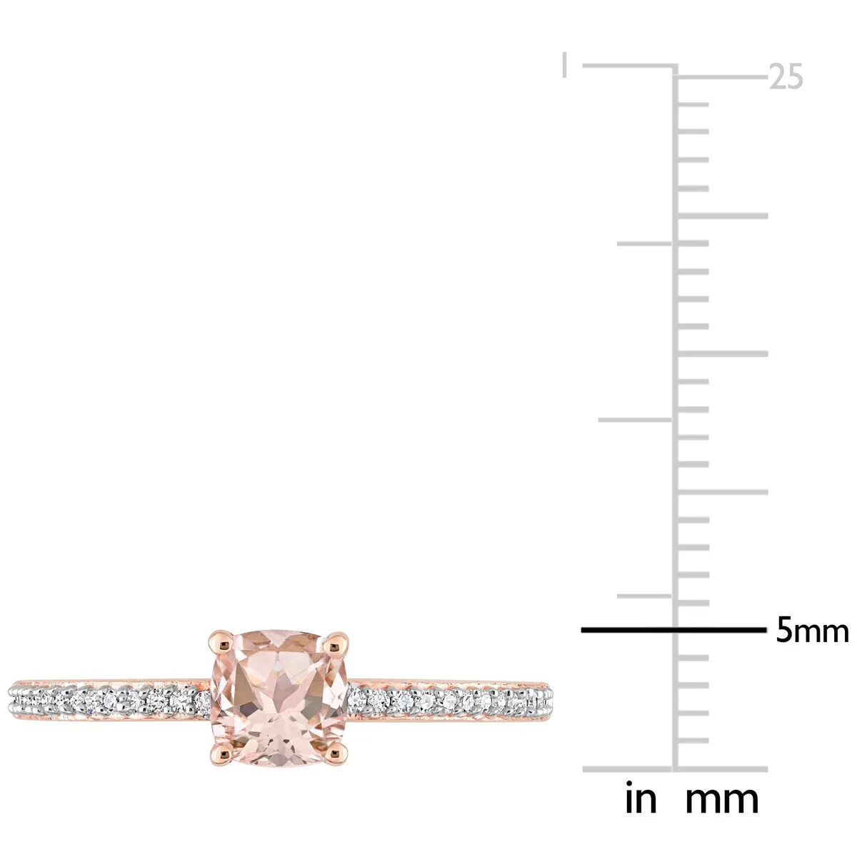 Miadora 10k Rose Gold Cushion-cut Morganite and 1/10ct TDW Diamond Birthstone Ring sold by Zulily product image thumbnail 5
